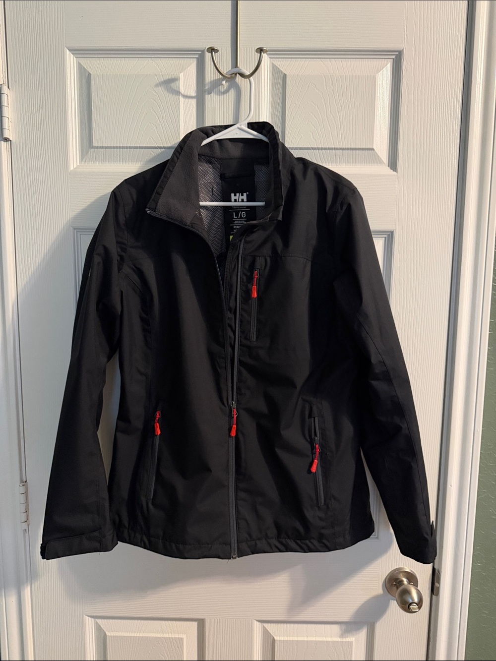 Helly Hansen Black Utility Jacket with Red Zipper Accents
